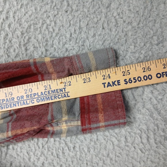 Florida State Seminoles Columbia Men's S Plaid Flannel Button Up Shirt Red Gray - Picture 7 of 8